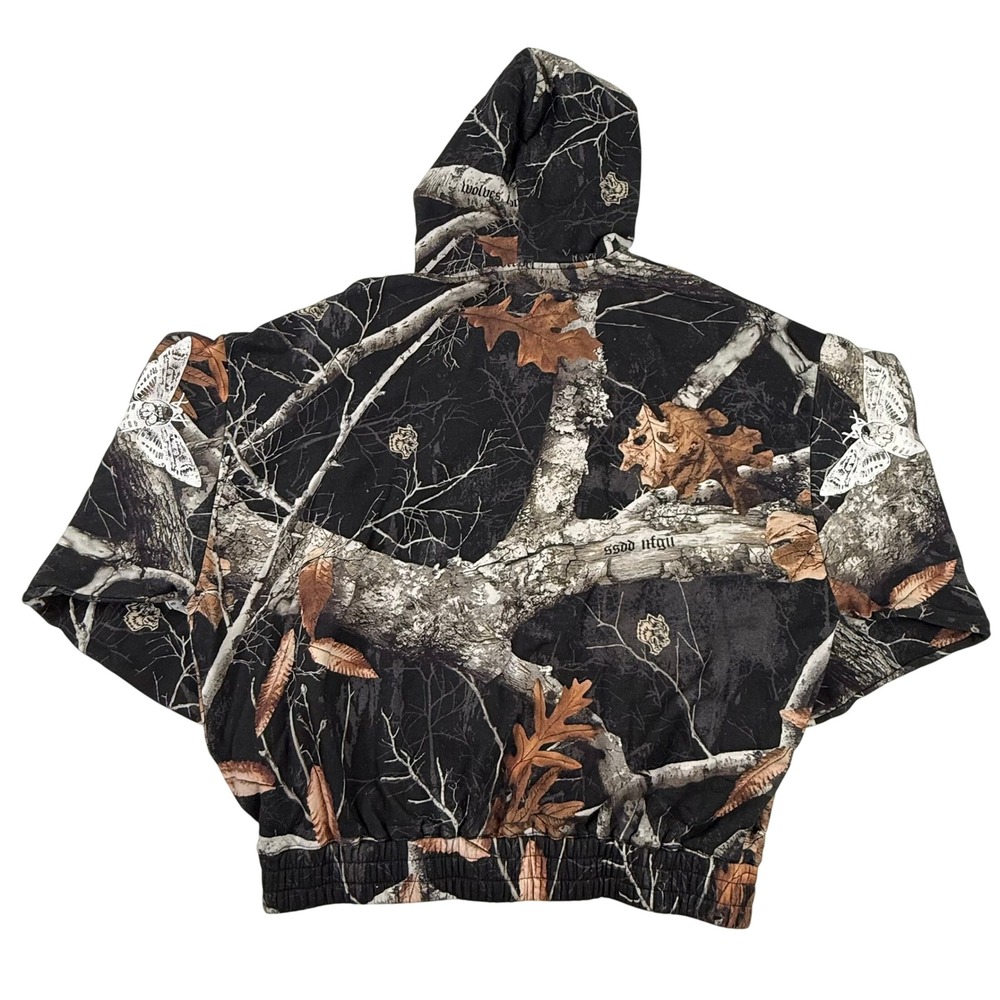 Darc Sport Wolves Forever Moth Camo Zip Hoodie XL Limited Edition 457/1000 Black - Picture 2 of 9